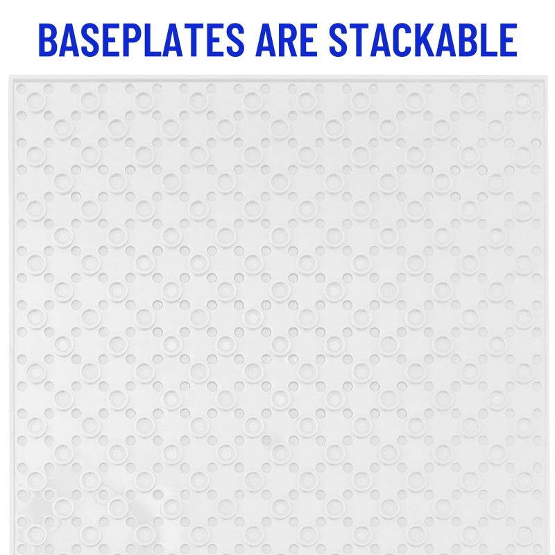 Strictly Briks Stackable Baseplates - 4 Pack Compatible with Classic Lego & Major Brick Brands, 10 x 10 in with 32 x 32 Studs, Toy Building Plates Boards, Kids Easter Gift, White - Image 3